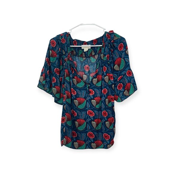 Maeve By Anthropologie Letitia Smocked Blouse Women SZ X-Small Floral Multicolor - Picture 13 of 13